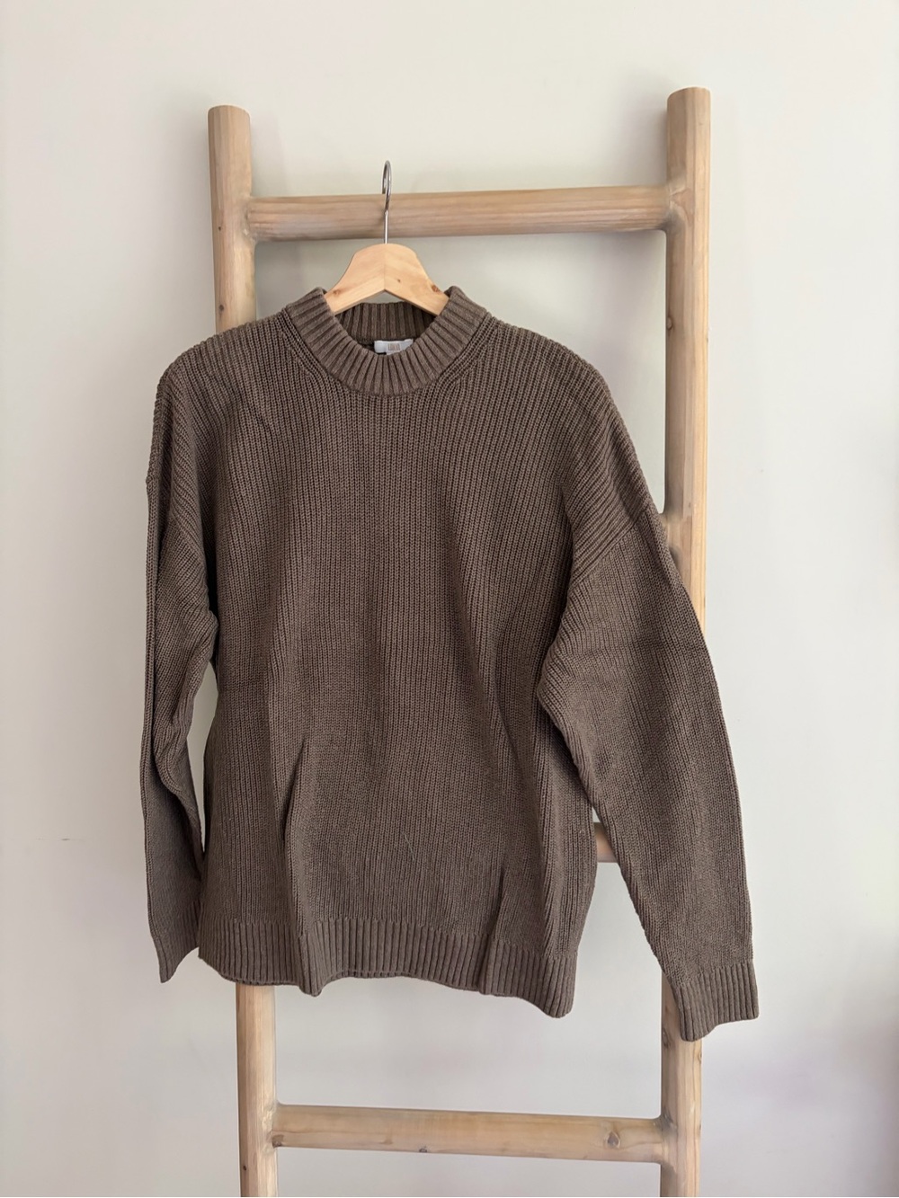 lunya Brown Silk Cotton  Ribbed Crewneck Sweater